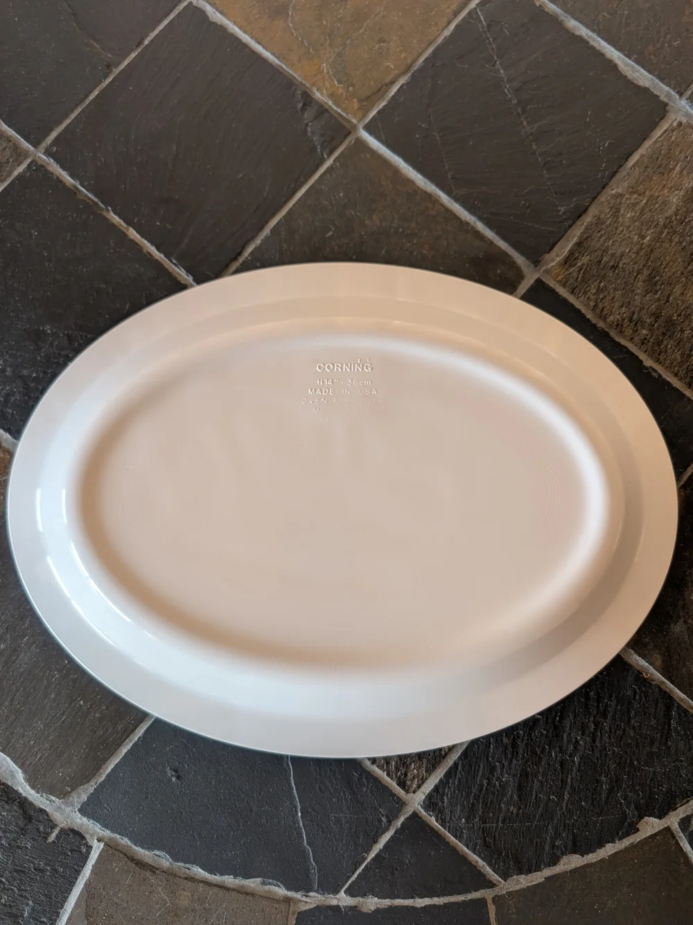 Corningware Casual Elegance White Oval Serving Platter with Embossed Leaf Accent